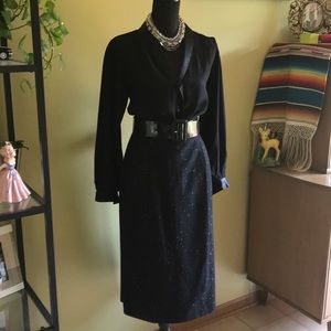 🍁Black wool blend pencil skirt🍁